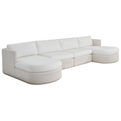 Ocean Breeze Promenade 152'' Wide Outdoor Wicker U-Shaped Patio Sectional with Cushions