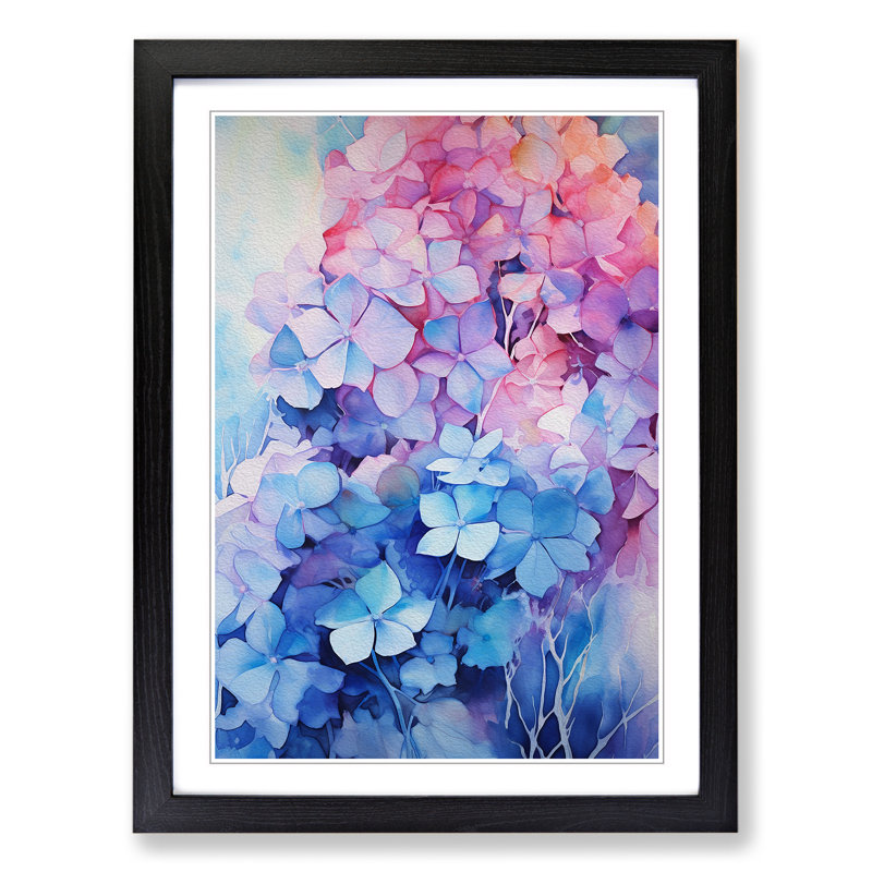 Hydrangea Abstract - Framed Print, 64cm H x 46cm W x 2cm D, Black