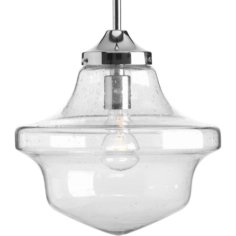 Luminaire suspendu 1 lumières scolaire single Brenneman, H 12,75 po x l 12 po x P 12 po