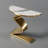 Modern 39.4" White & Gold Curved Console Table with Sintered Stone Top Half Moon Shape