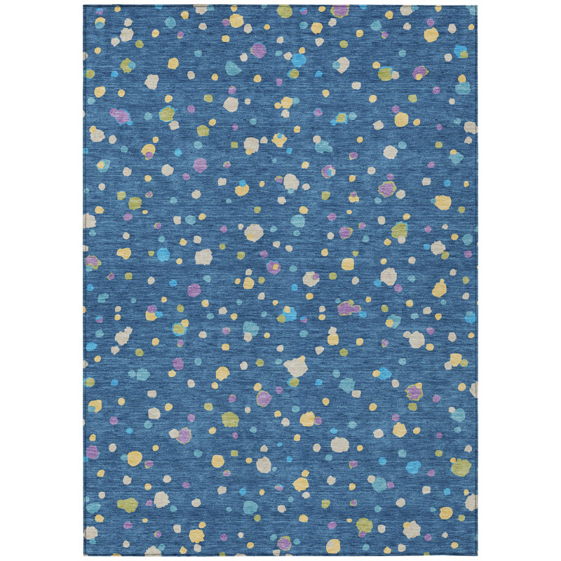 Machine Washable Indoor/Outdoor Chantille ACN2518 Geometric Rug, Navy, Rectangle 10' x 14'