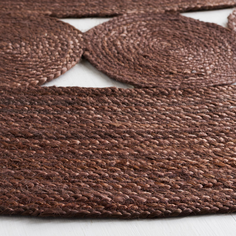 Dietz Handmade Flatweave Jute Brown Area Rug, Round 5'
