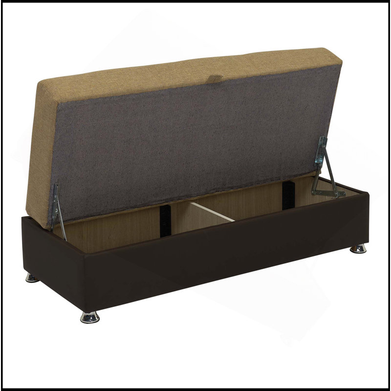 Causeuse convertible rembourrée avec rangement, polyuréthane brun