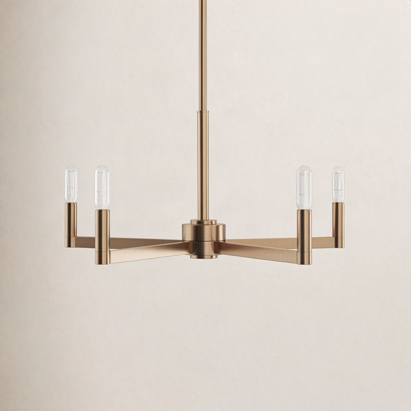 5-Light Chandelier, Laiton satiné, H 10,5 po x l 24 po x P 24 po