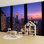 Papier peint adhésif auto-adhésif moderne pour la chambre Dusk City Skyline Bridge