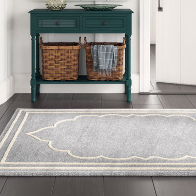 Tapis gris en laine crocheté à la main Mayhews