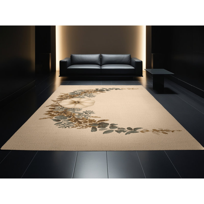 Soft Plush Faust Thanksgiving Modern & Contemporary Abstract Area Rug in Brown – Beige Binding, 5x8