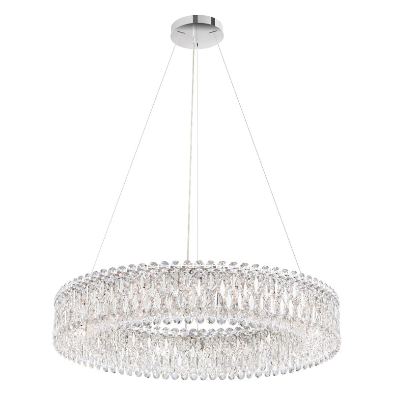 Sarella 18 - Light Chandelier, Clear Crystals From Swarovski, Heirloom Gold