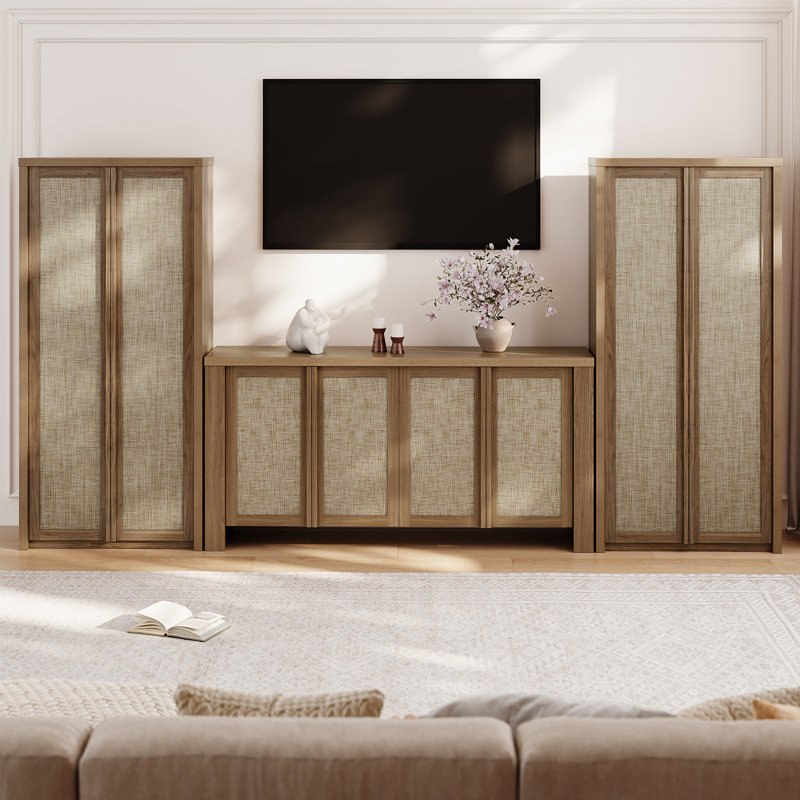 Meuble télé 3 pièces Retro Minimalisme, Marron clair