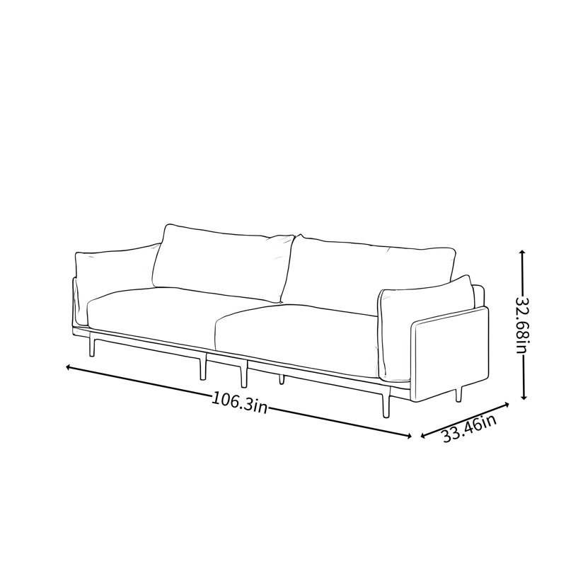 Canapé droit lavable en velours côtelé, Beige