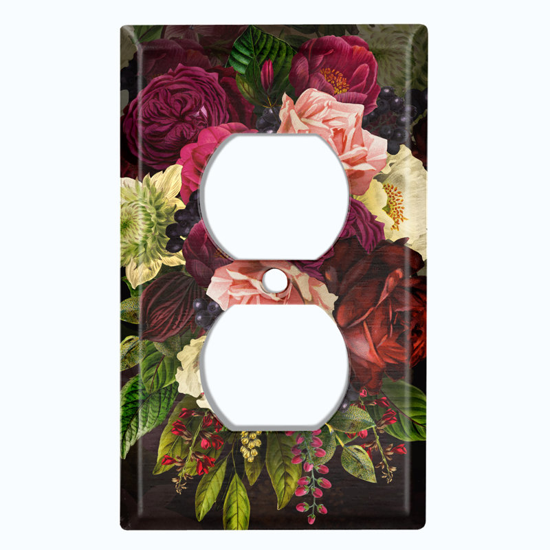 Plaque murale murale 1 sortie fleur rose rouge et blanc