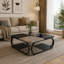 Table basse carrée en métal avec tablettes à deux niveaux pour le rangement et le décor de salon de style campagne moderne
