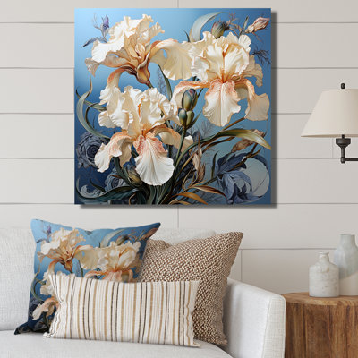 Iris baignant dans une aura argentée au clair de lune sur toile