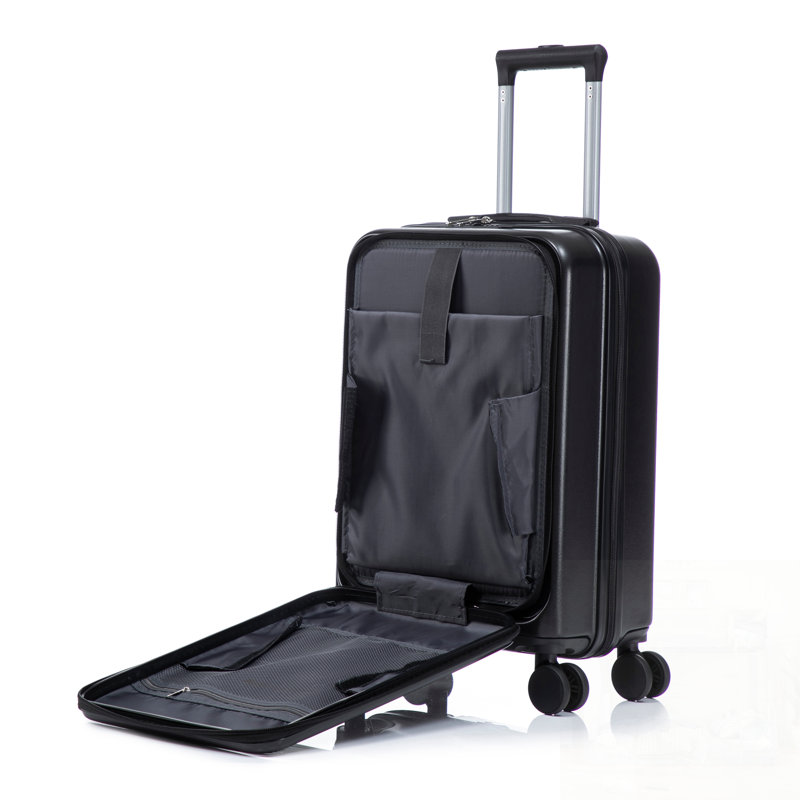 Ensemble de valises à roulettes en ABS durable avec serrure à combinaison et ouverture avant, Noir