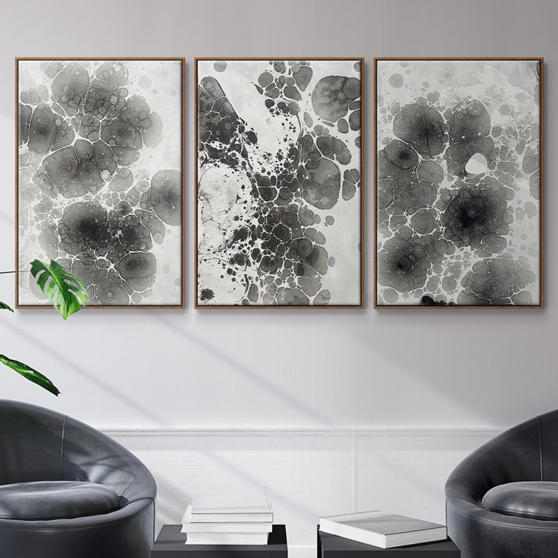 " Marbling I " 3 - Pieces, H 40 po x l 90 po x P 2 po, Noyer