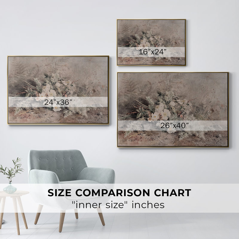 Reproduction botanique rétro-XXXI, toile tendue avec châssis encadré, Or, H 37 po x l 25 po