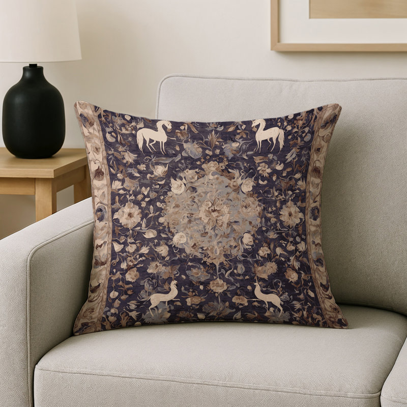 Coussin décoratif intérieur / extérieur gris Modern Modern, Carré 16 po, Mauve / brun clair / blanc abstrait