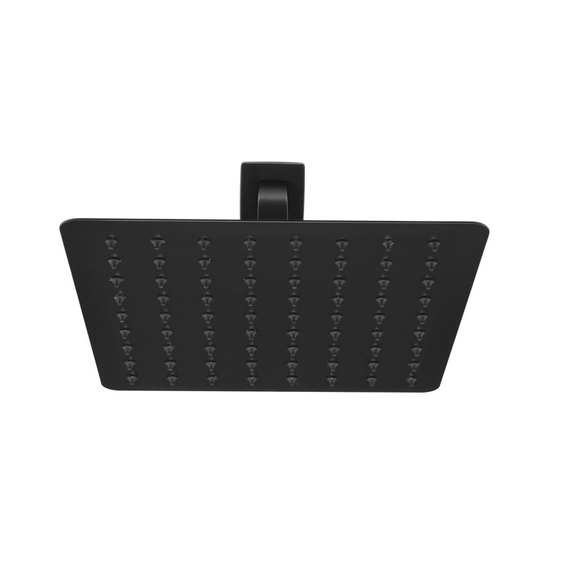 High Waterfall Shower Head - 304 Stainless Steel With Self Nozzles, Ultra-thin & Full Body Cover, Deep Matte Black, Black