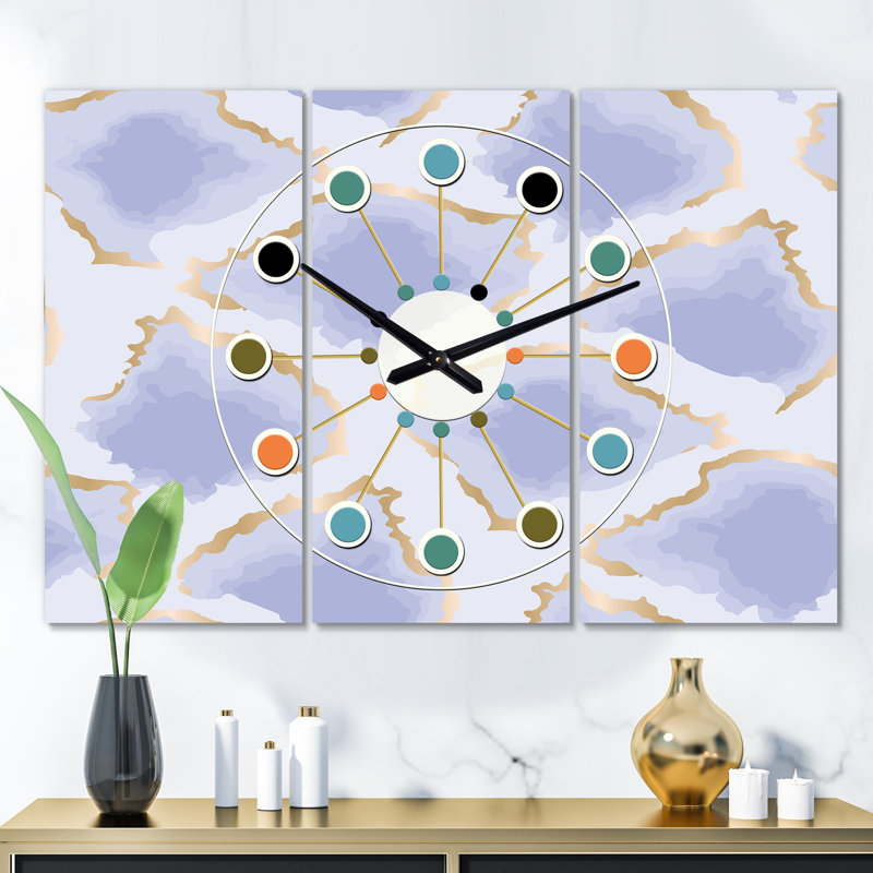 Horloge murale surdimensionnée à formes abstraites pastel Mid-Century