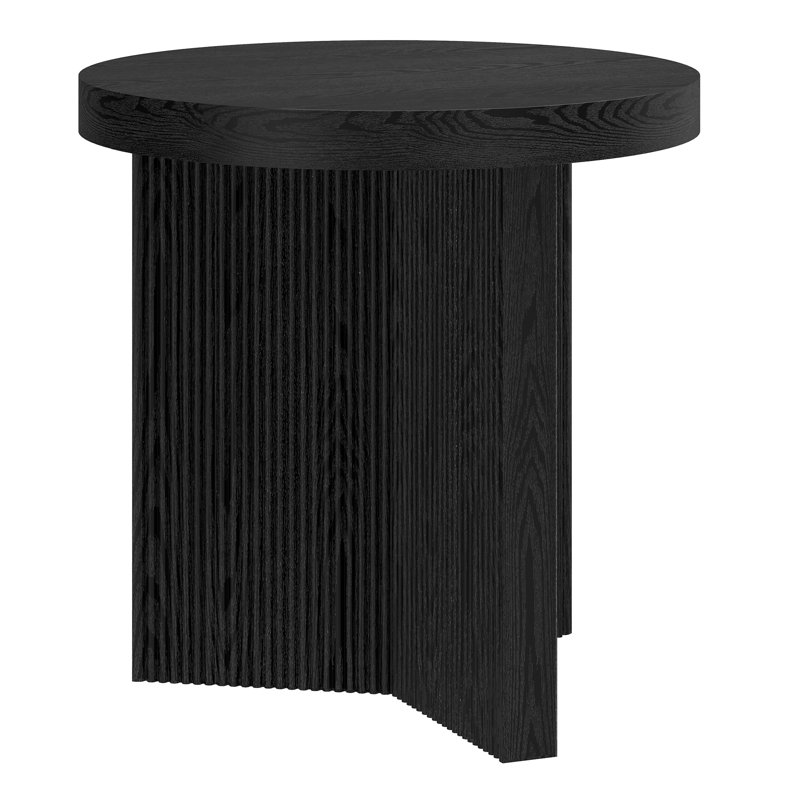 Brielle Pedestal End Table, Black, Espresso Wood