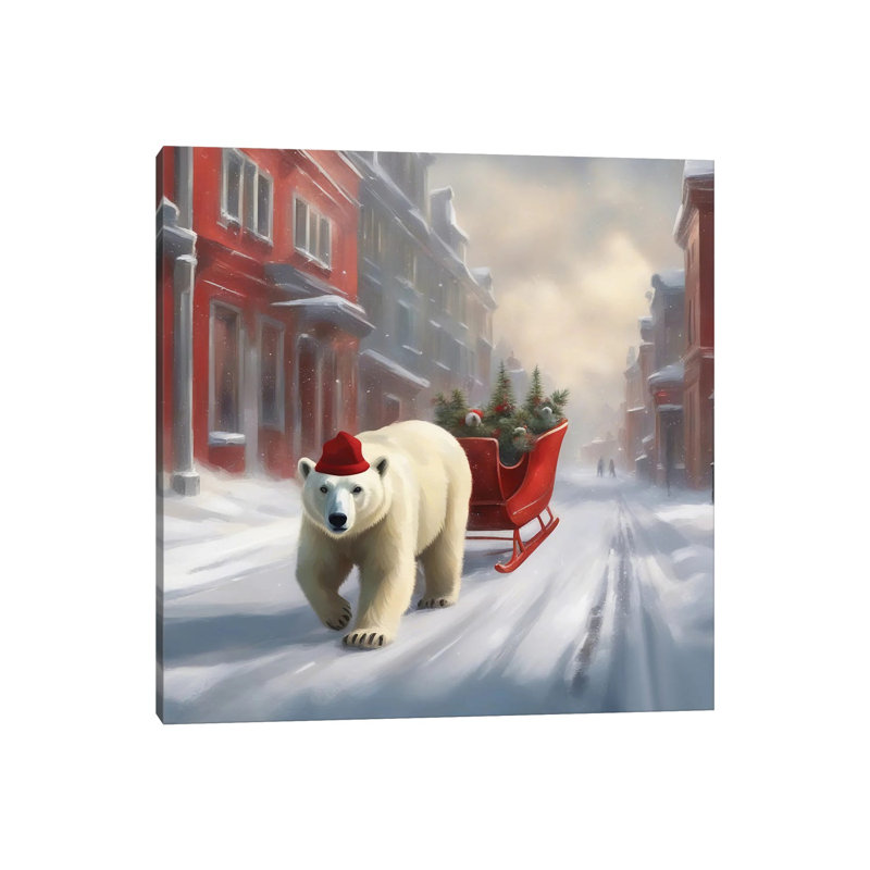 Ours de Noël - reproduction d'art sur toile tendue