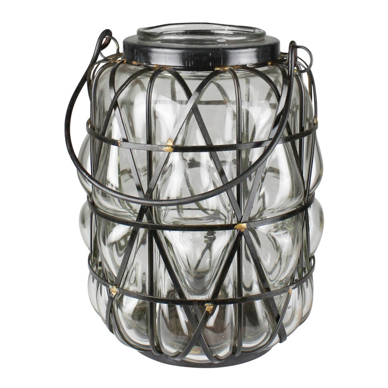 Blown Glass Lantern, 8.50" H x 6" W x 6" D