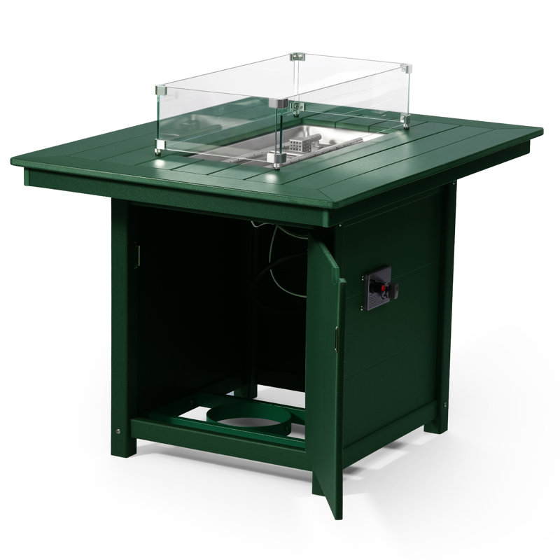 Rectangular 34" X 46" Dining Fire Pit Table, 37.75" H x 46" W x 35" D, Green
