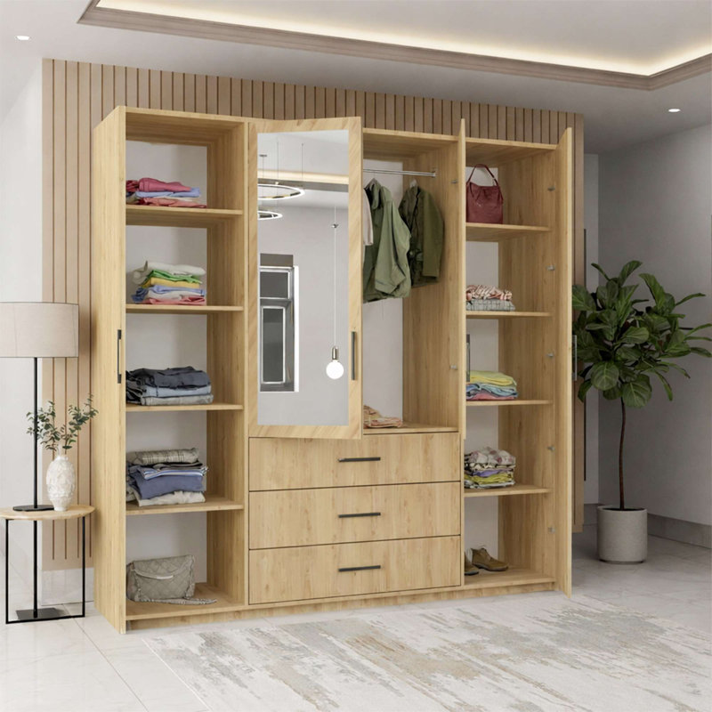 4 Door Manufactured Wood Wardrobe, Artisan