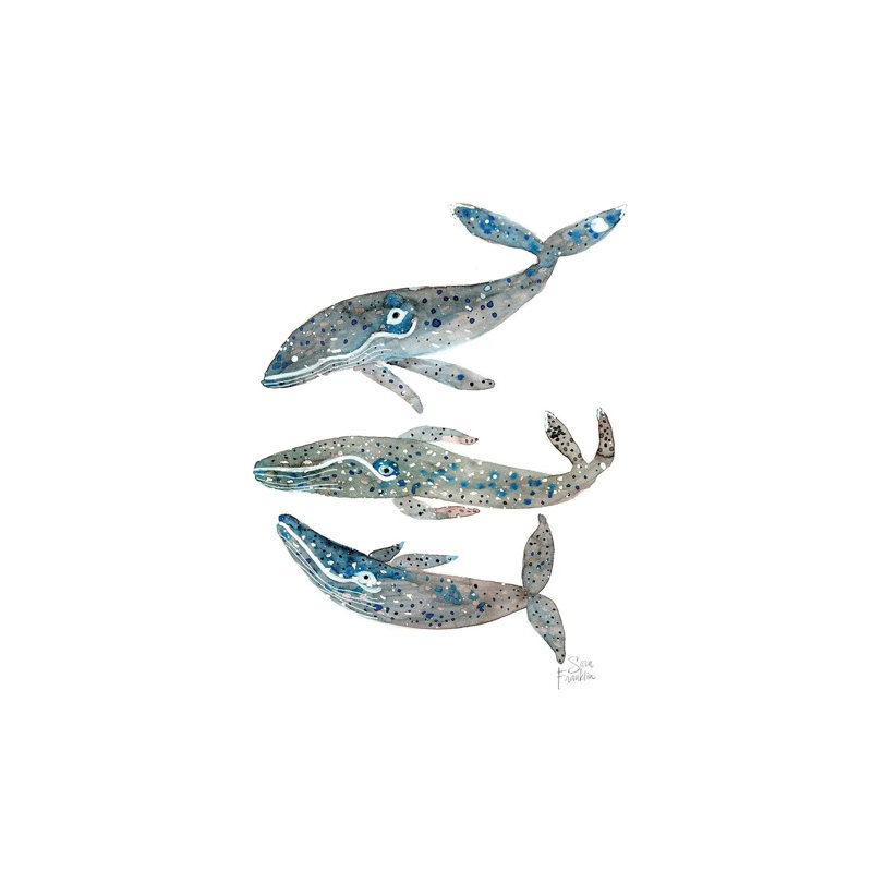 Whales by Sara Franklin - Wrapped Canvas Painting, 66.04 cm H x 45.72 cm W x 1.91 cm D