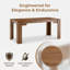 Table de salle à manger carrée (de 6 à 8 places), avec des pieds rainurés, une finition grain de bois noyer sur panneau de fibres à densité moyenne, une table de salle à manger de style Mid-Century moderne, couleur bois rétro