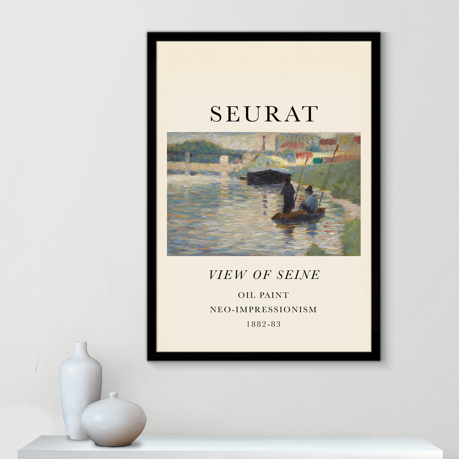 Old Masters Collection "View of Seine" Print, No, Black Single Picture Frame, 55" H x 39" W x 1.25" D