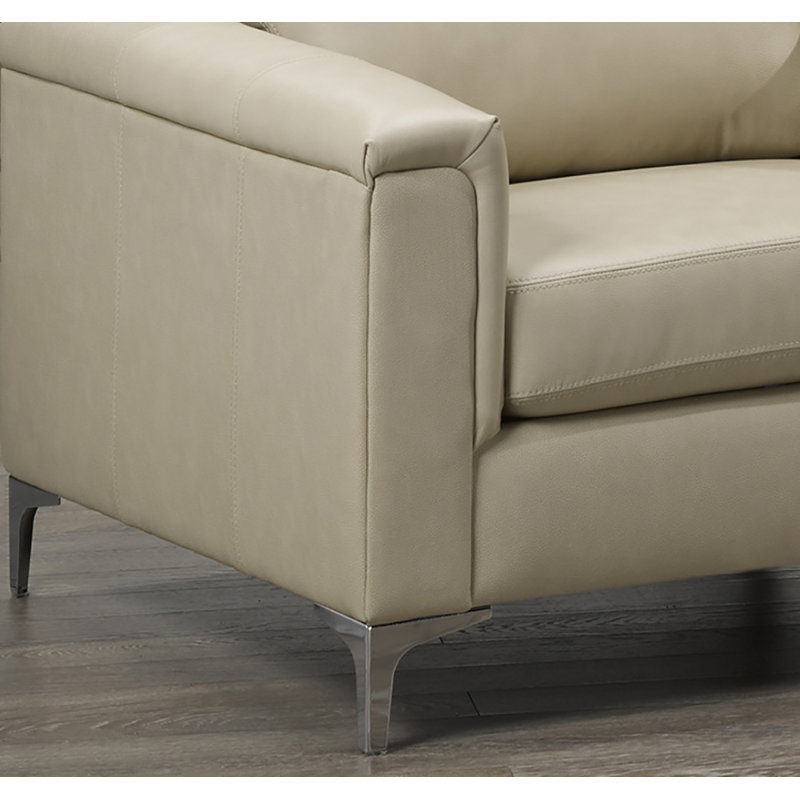 Canapé, causeuse et fauteuil en cuir de qualité supérieure Karlysia, Similicuir beige