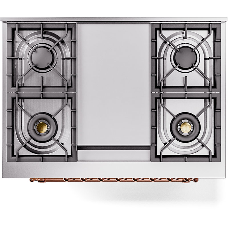 ILVE Nostalgie II 36 Dual Fuel Range, knobs, Antique White/Copper, Natural Gas
