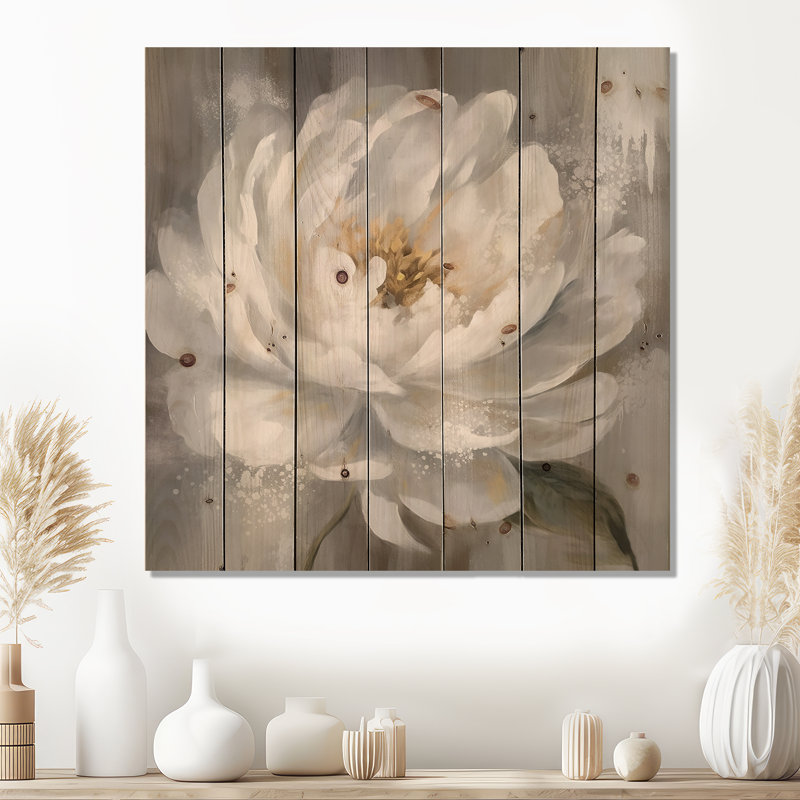 Surette - Décoration murale en bois floral sur bois de pin naturel, H 15 po x l 15 po