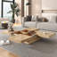 Table basse carrée en placage de bois avec plateau coulissant en grain de bois naturel 39,4 po