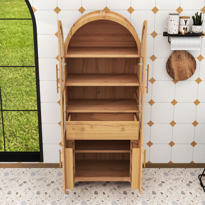 Arched Pantry Cabinet with Adjustable Shelves and Drawer
