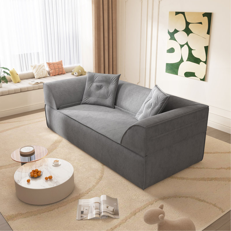 Canapé-lit convertible 3-en-1, canapé moderne à assise profonde de 79,5 po avec 2 coussins, canapé 3 places, canapé en tissu de chenille étincelant, méridienne pour salon, studio, bureau
