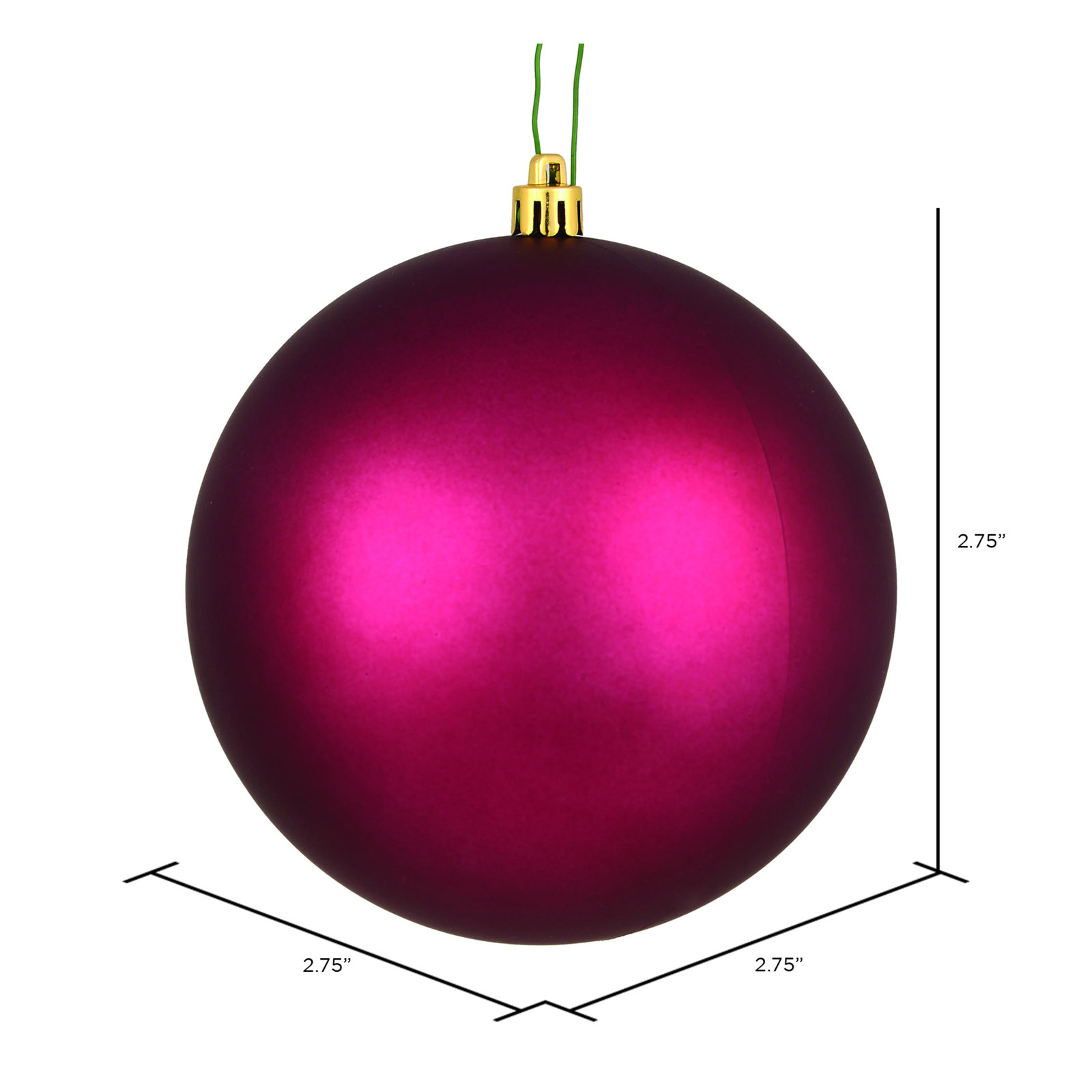 Holiday Décor Ball Ornament, 2.75" H x 2.75" W x 2.75" D, Matte Berry Red