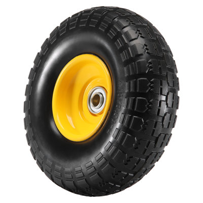 10-Inch Solid PU Run-Flat Tire Wheel - Heavy Duty Flat Free Replacement for Hand Trucks, Utility Carts & Garden Trailers (2-Pack)