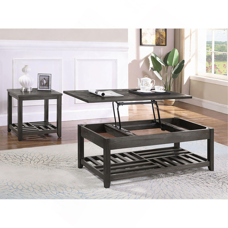 Table basse à plateau relevable gris