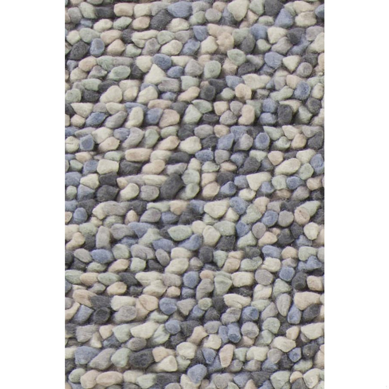 Kerre Authentic Hand-Woven Handmade High Pile Modern Gray, White, Blue & Navy Pebbled Gems Wool Area Rug, Gray