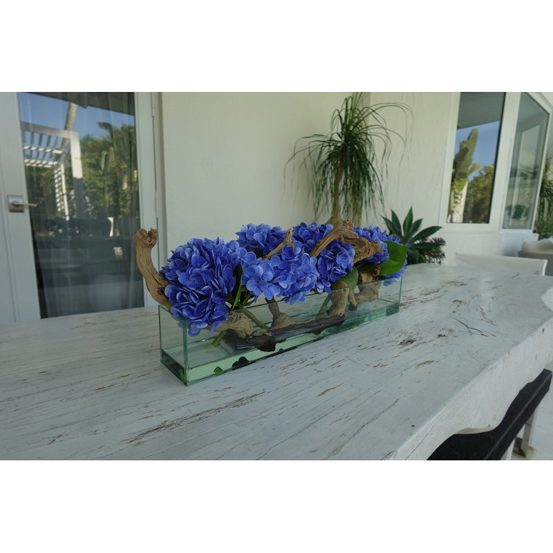 Hydrangeas and Driftwood in Vase