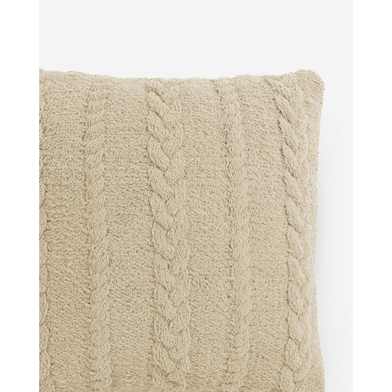 Braided Square Pillow Cover & Insert, Sahara Tan