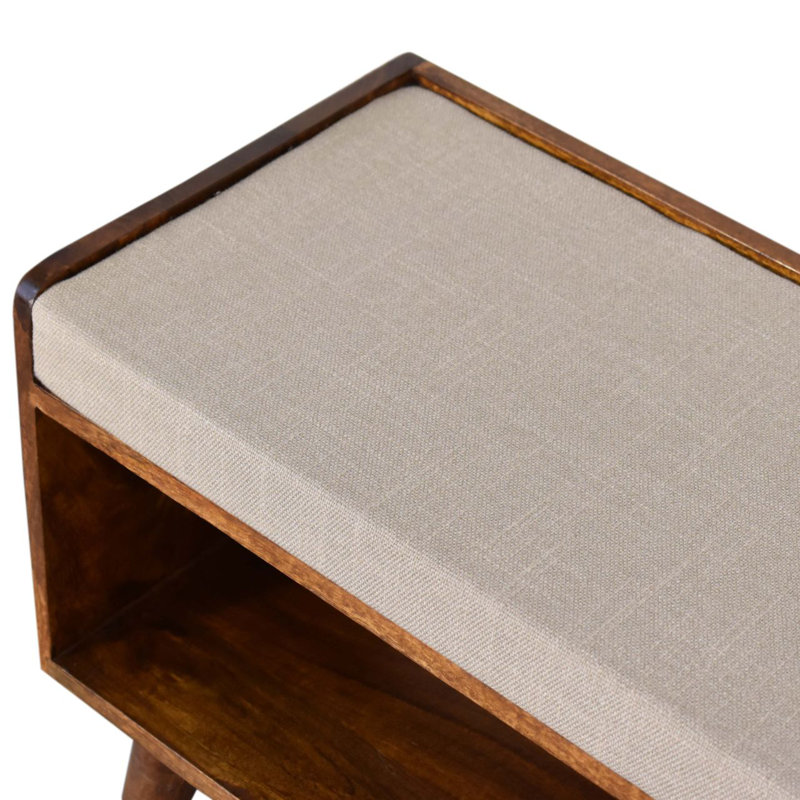 Banc en châtaignier avec coussin de siège en lin boue