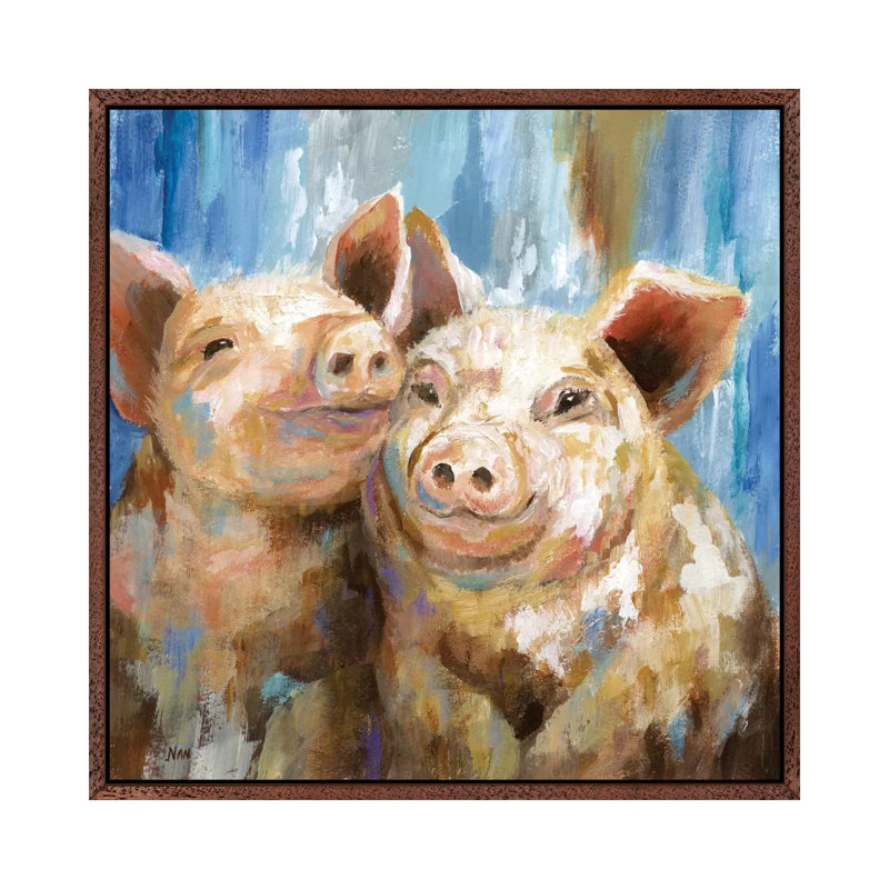 Mud Buddies by Nan - Painting on Canvas, 66.04 cm H x 66.04 cm W, Classic Brown Wood Framed Canvas
