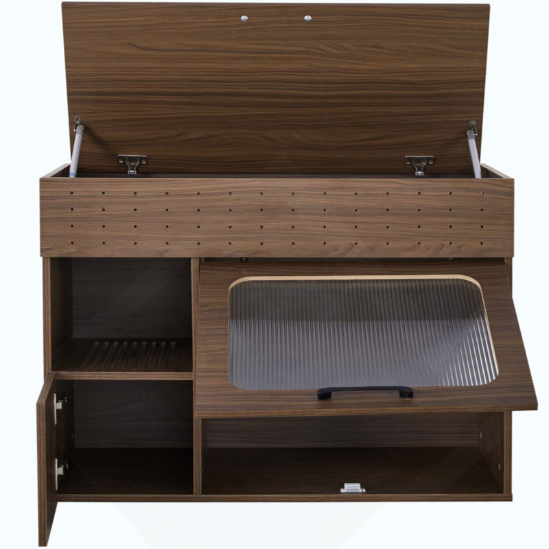 Enceinte de litière 2 en 1 multi-usage 2 en 1, table d'appoint moderne en noyer avec rangement, armoire latérale de buffet