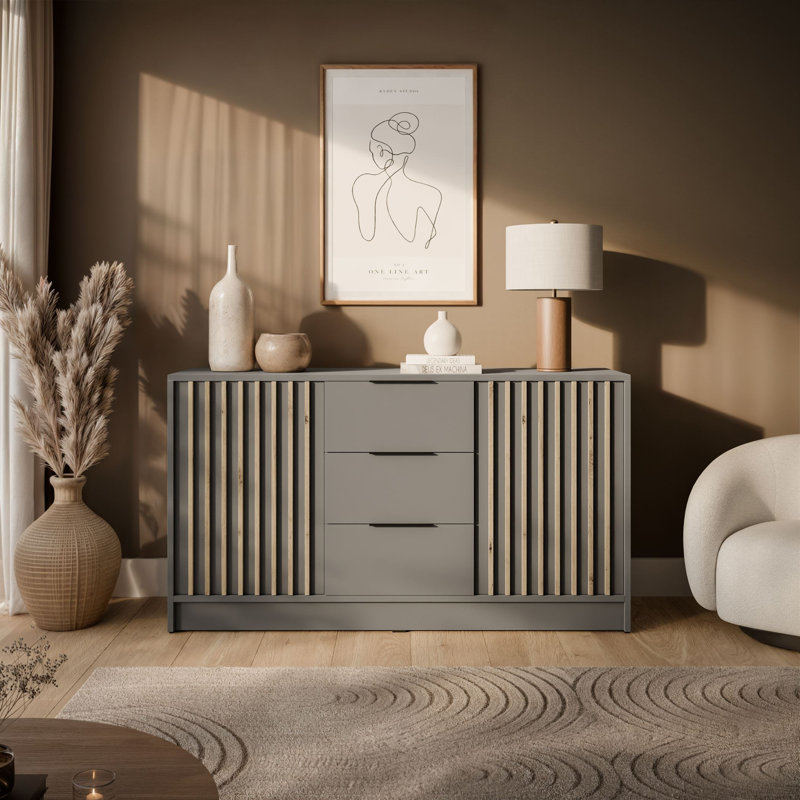 155cm Sideboard, Grey/Artisan Oak