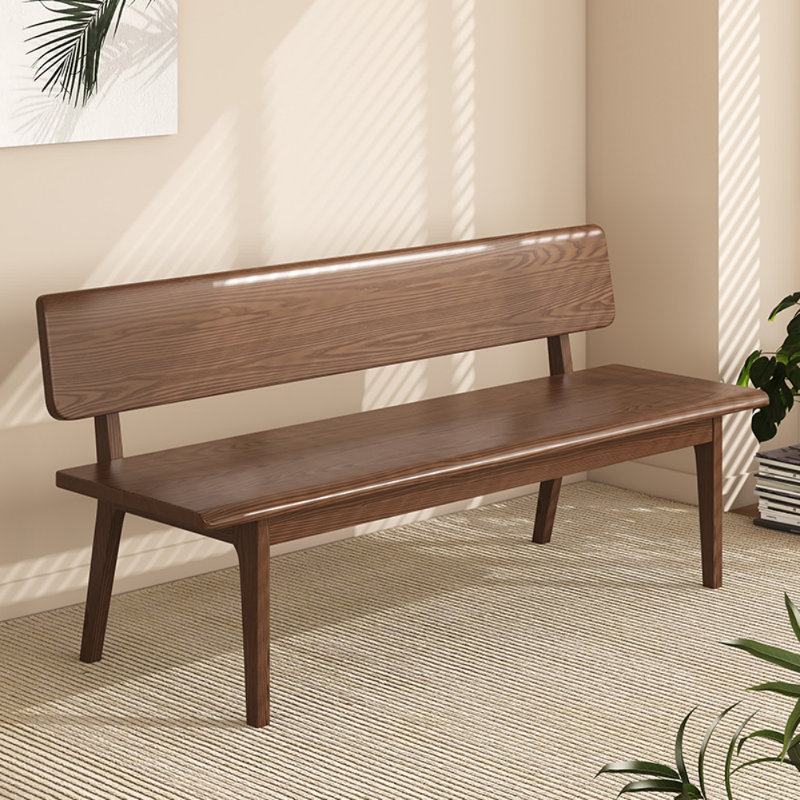 Modern Simple Solid Wood Dining Bench, Deep  Walnut