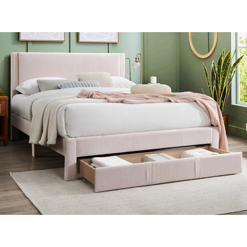 Lit plateforme avec tiroir de rangement sous le lit