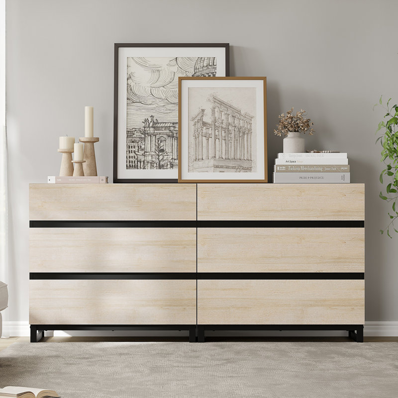 Commode double l 6 tiroirs Rookwood, Beige